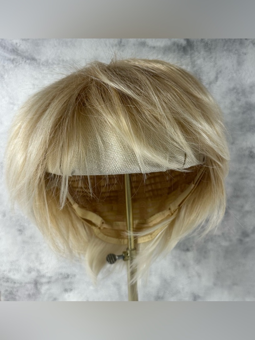 Nuxovin Human Hair Wig Short Pixie Glueless Cap (W/ Mixed Synthetic) Blonde NEW